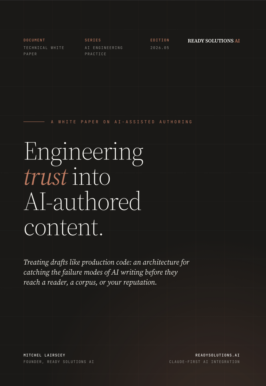 Cover of the white paper Engineering trust into AI-authored content